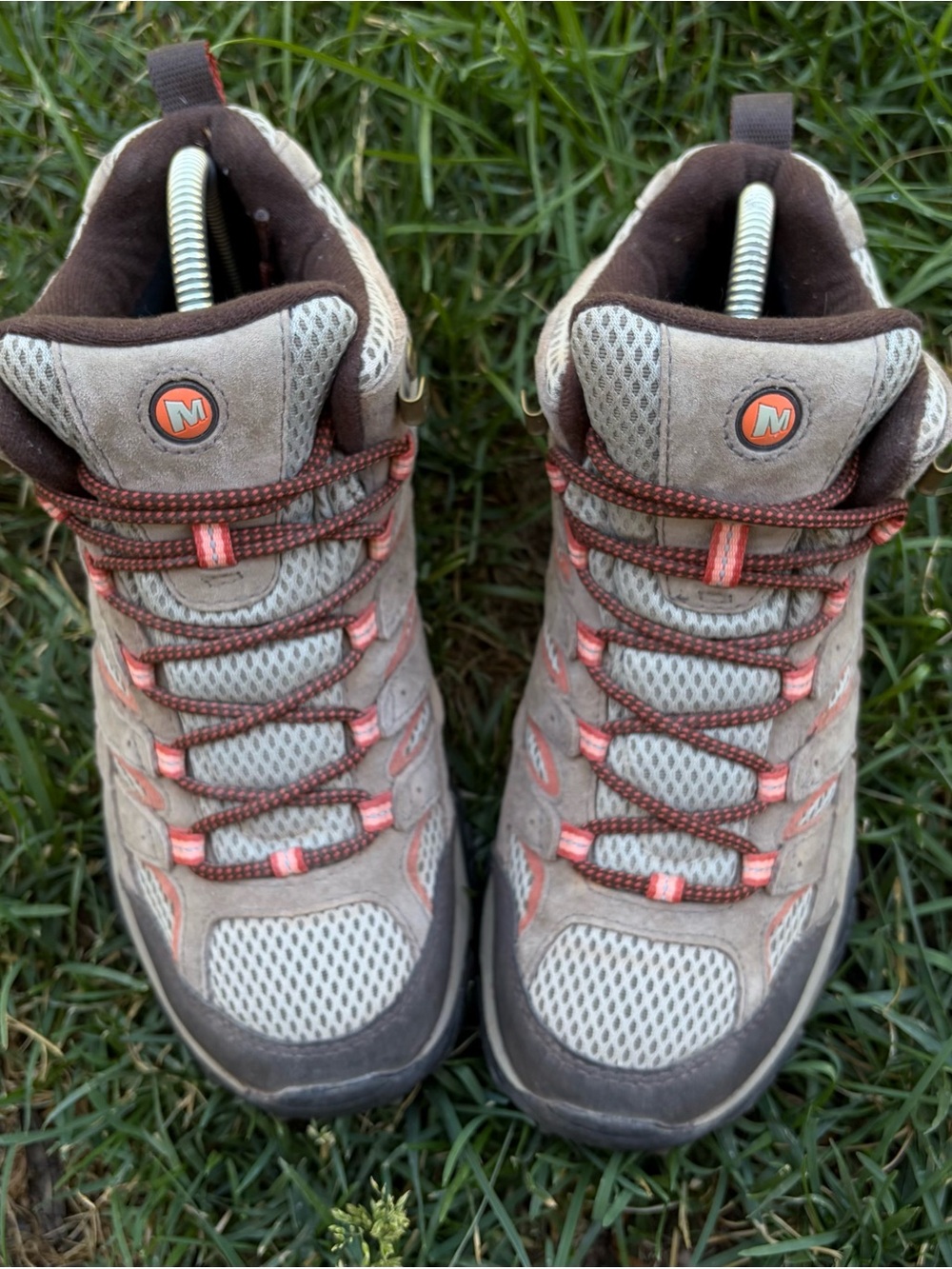Merrell Moab 3 Mid Trail Hiking Boots - Women's size 7.5 brown orange hi top - Picture 3 of 7